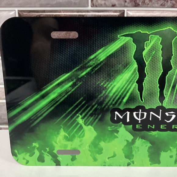 COPY - Monster Energy Logo License Plate With Cup Holder Inserts - Picture 2 of 5